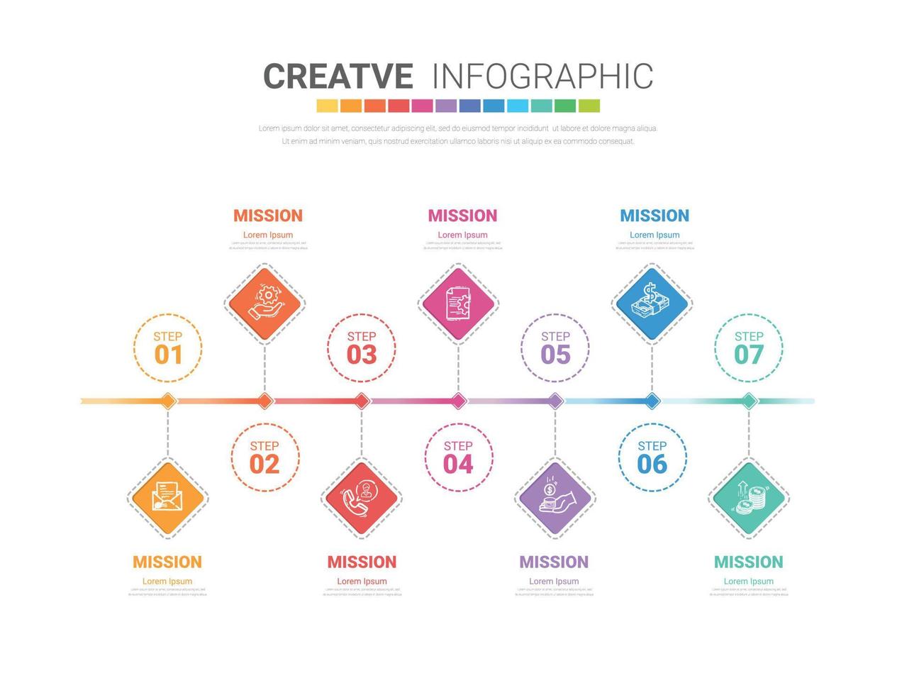 Presentation business concept with 7steps for week vector