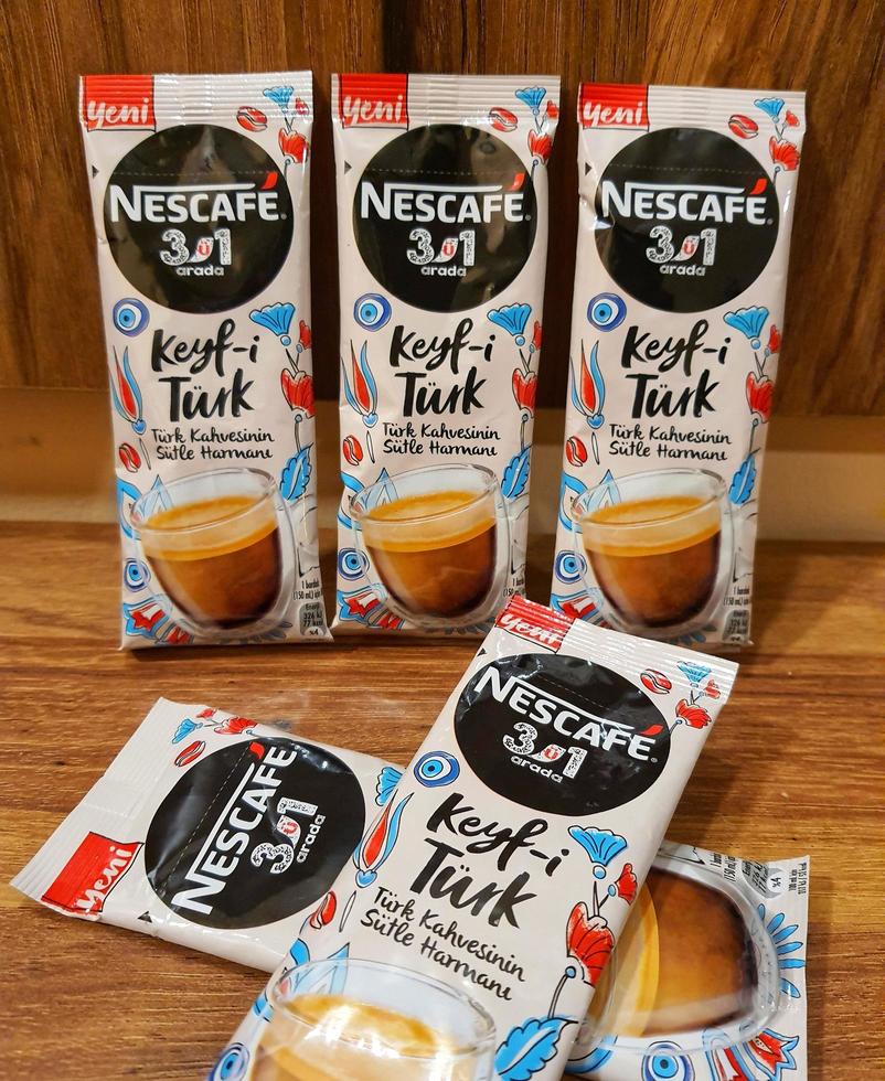 Jakarta, Indonesia on July 2022. Nescafe 3 in 1 offers the taste of Turkish coffee photo