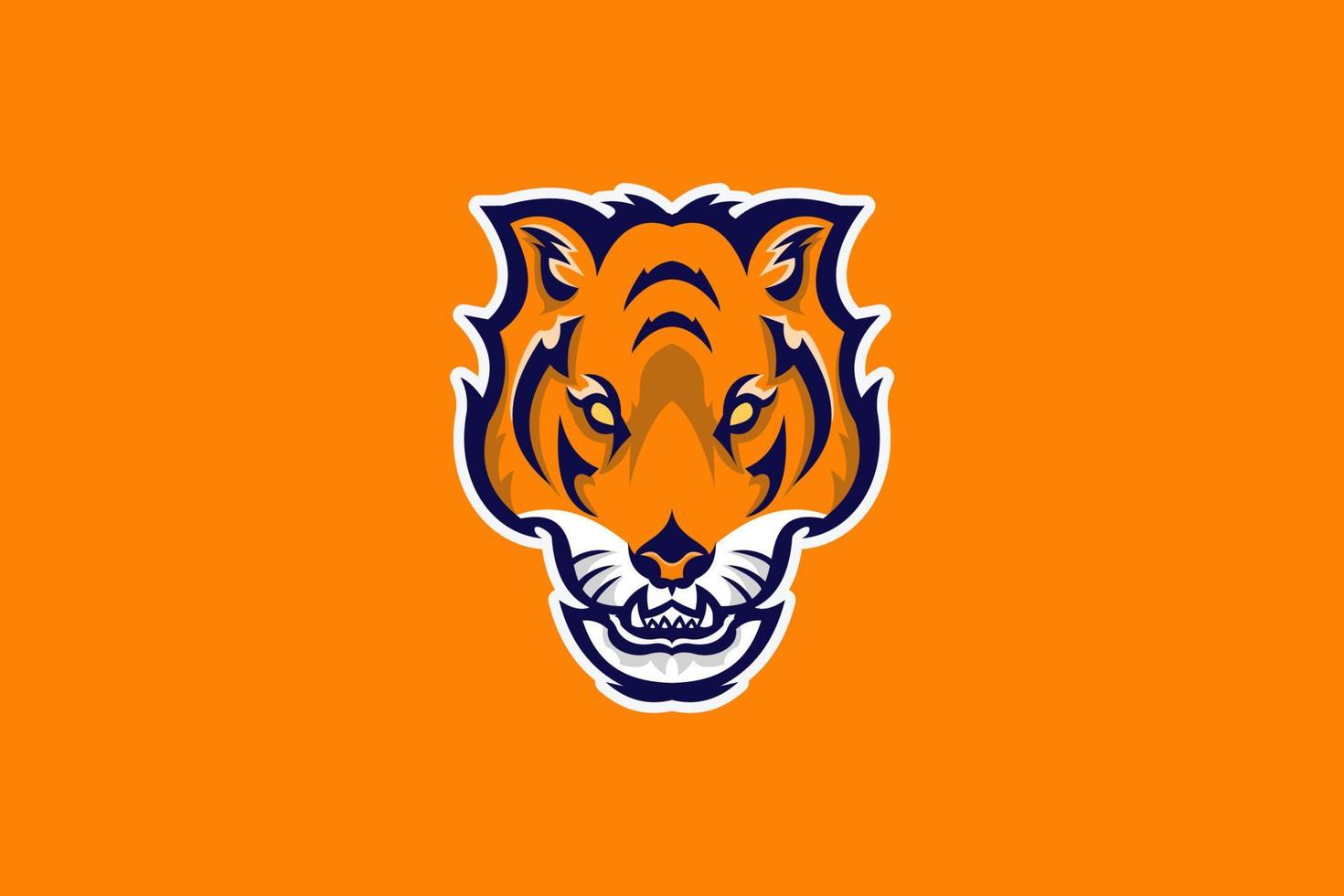 Tiger Head with Angry Face. Perfect for Mascot, Business, Branding, Esport Logo. Flat Style Illustration vector