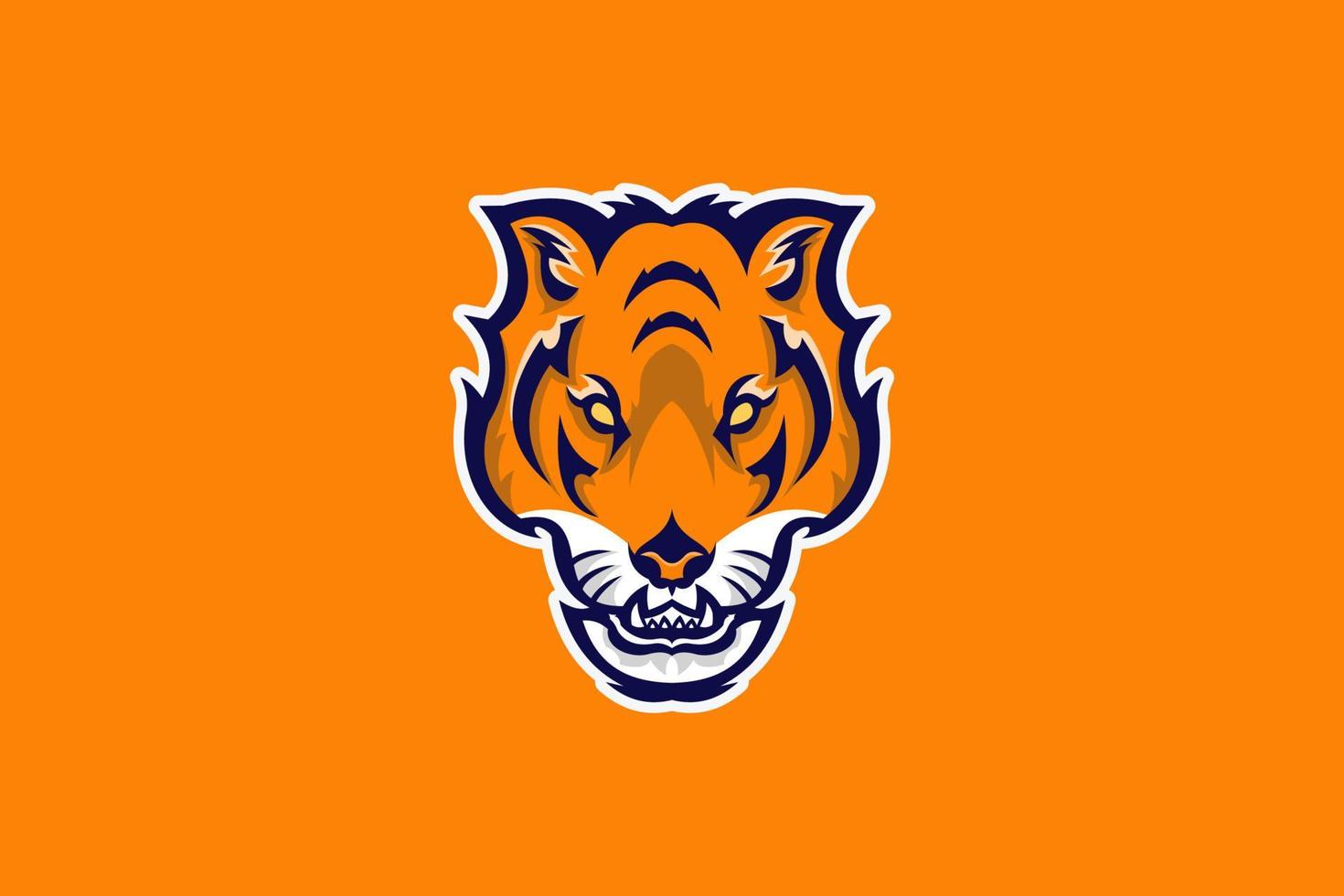 Tiger Head with Angry Face. Perfect for Mascot, Business, Branding, Esport Logo. Flat Style Illustration vector