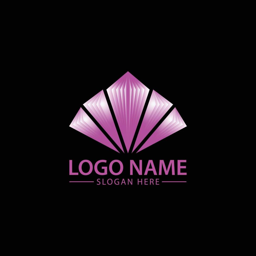 vector de icono de logotipo de diamante 3d colorido con fondo negro.