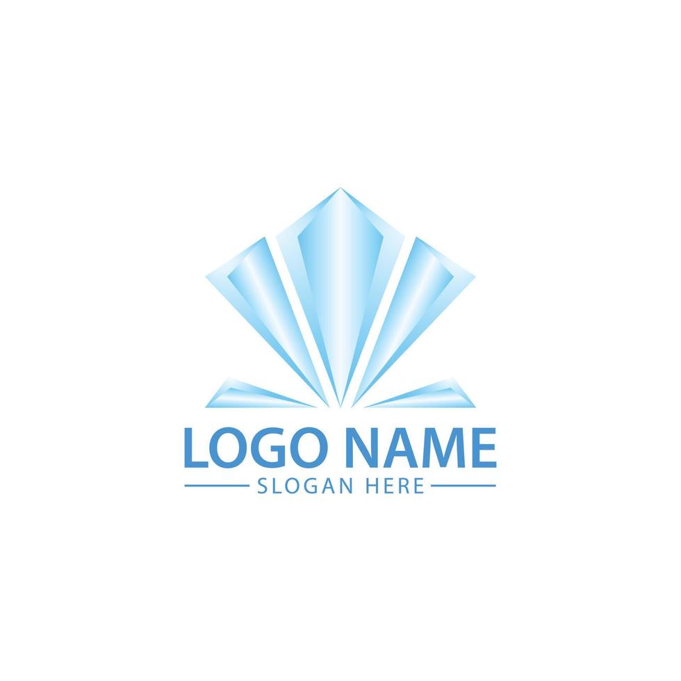 3D Diamond Logo Icon Vector Illustration Template With Sky Blue.