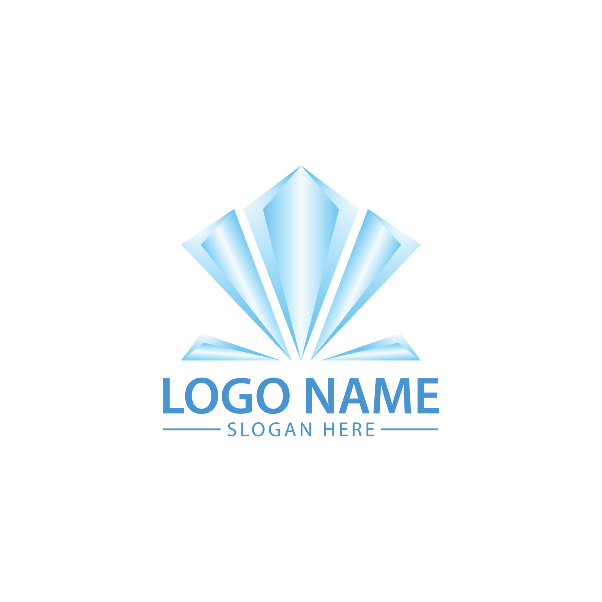3D Diamond Logo Icon Vector Illustration Template With Sky Blue