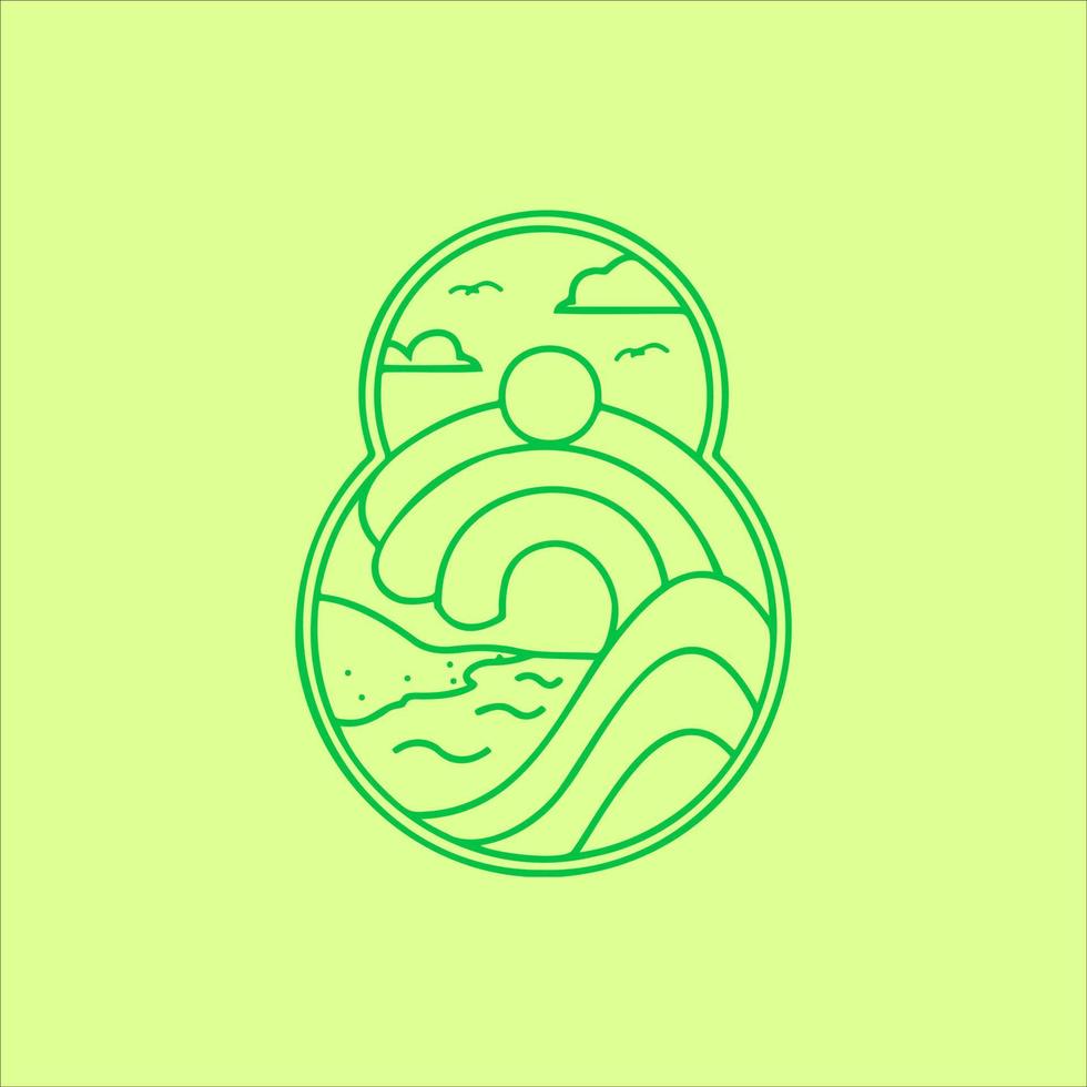 tidal waves line art Illustration vector