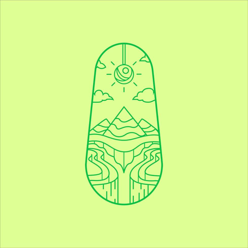 Line Art Mountain View vector