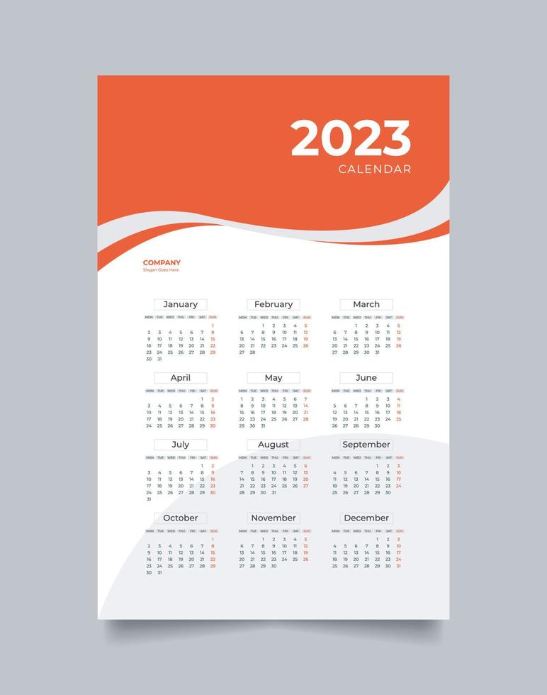 2023 annual calendar layout for event organizer vector