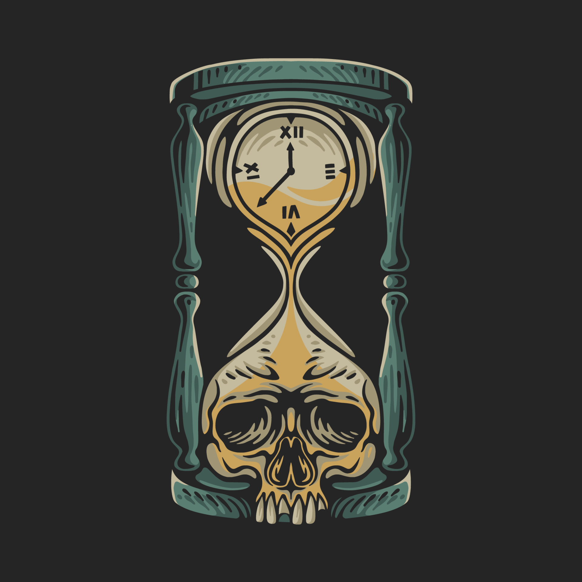 Reloj de arena con calavera hot sale
