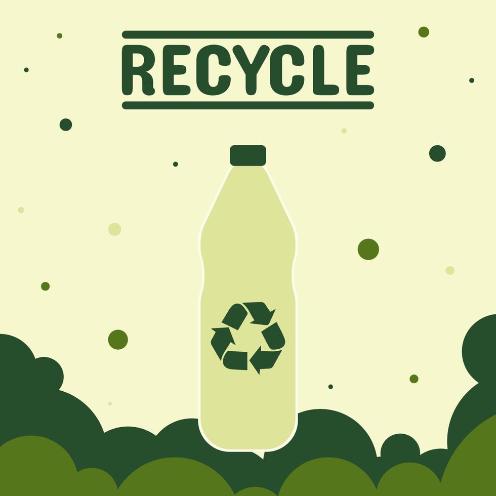 icon, sticker, button on the theme of environmental issues with a plastic bottle and the inscription Recycle vector