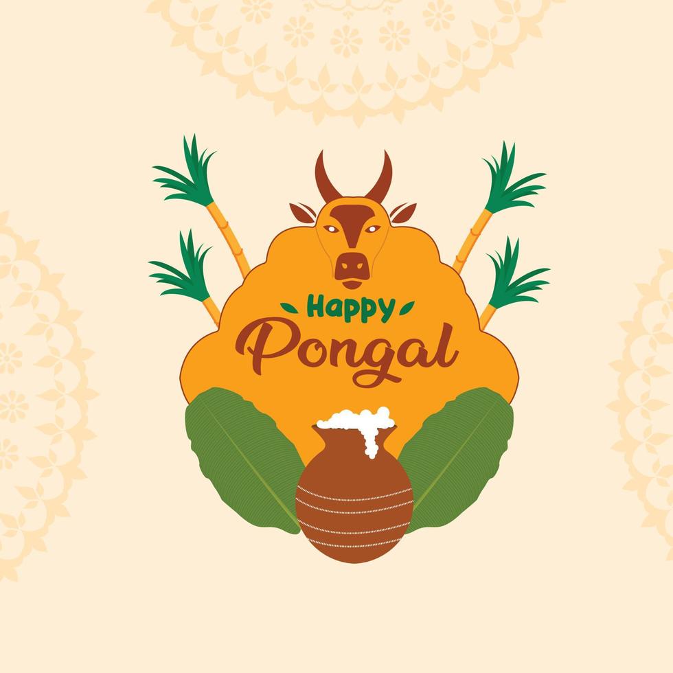 Happy pongal cultural indian festival background design vector