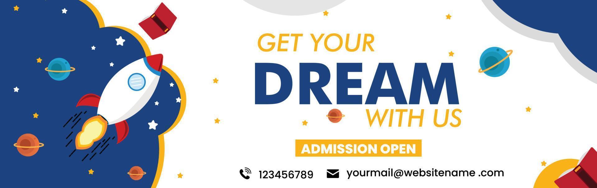 Education banner study flyer admission open vector