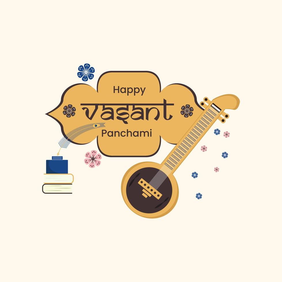 Indian festival background Happy vasant panchami celebration card background vector