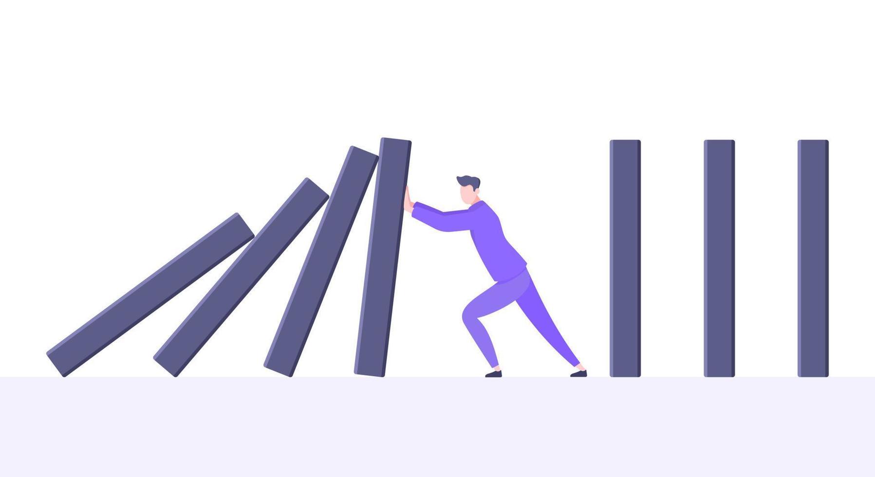 Domino effect or business resilience metaphor vector illustration concept.
