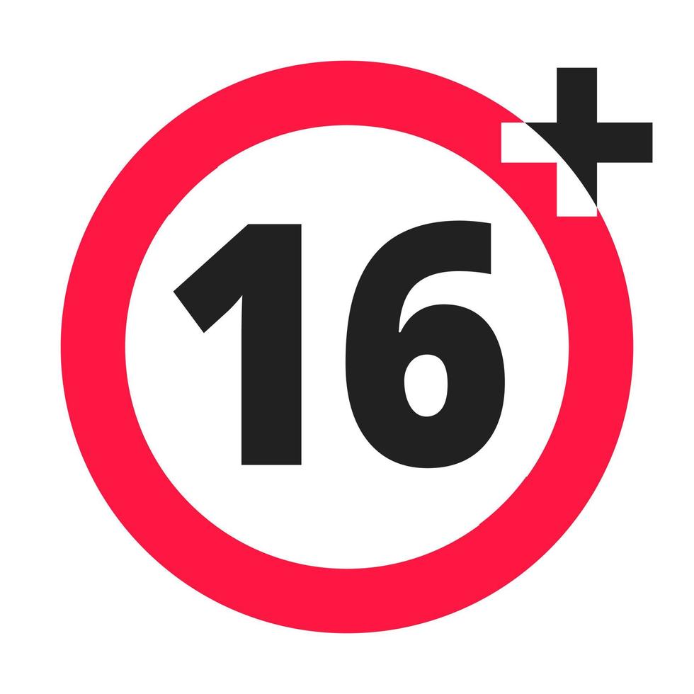 Under 16 forbidden round icon sign vector illustration.