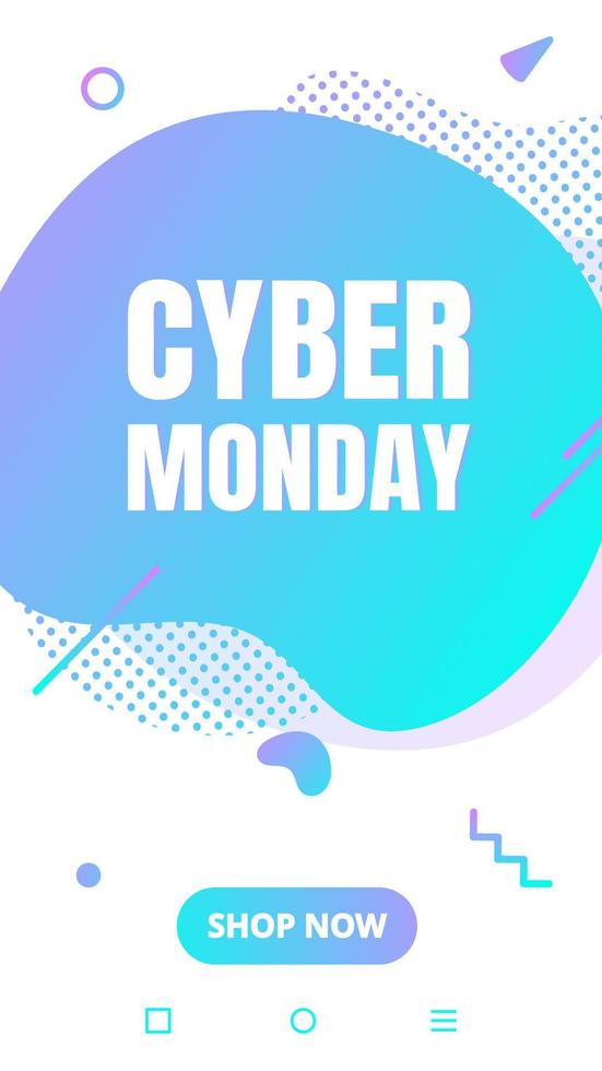 Modern liquid abstract special offer price sign CYBER MONDAY text gradient flat style design fluid vector colorful vector illustration banner simple shape advertising big sale or clearance symbol.