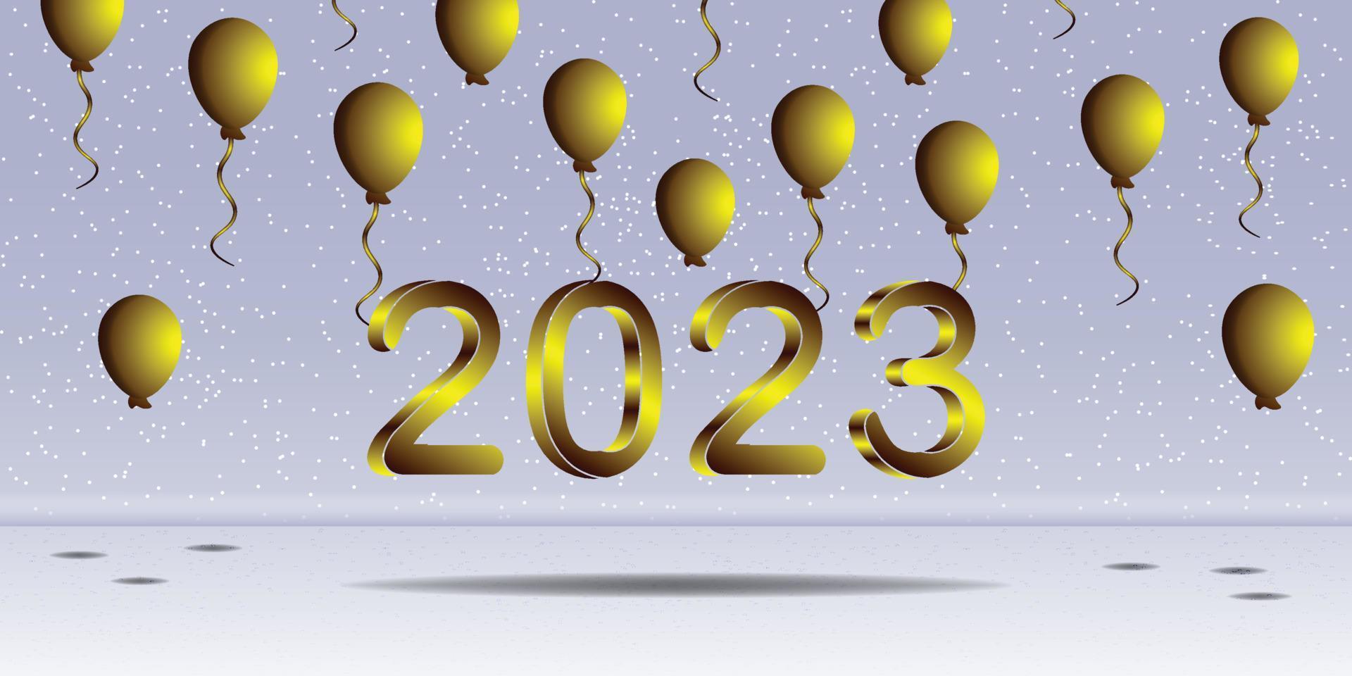 new year celebration event background,2023 with snow and balloon vector