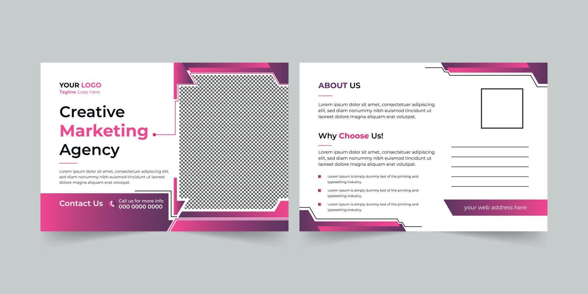 Editable creative corporate Postcard Design vector. Modern business postcard or EDDM design template. vector