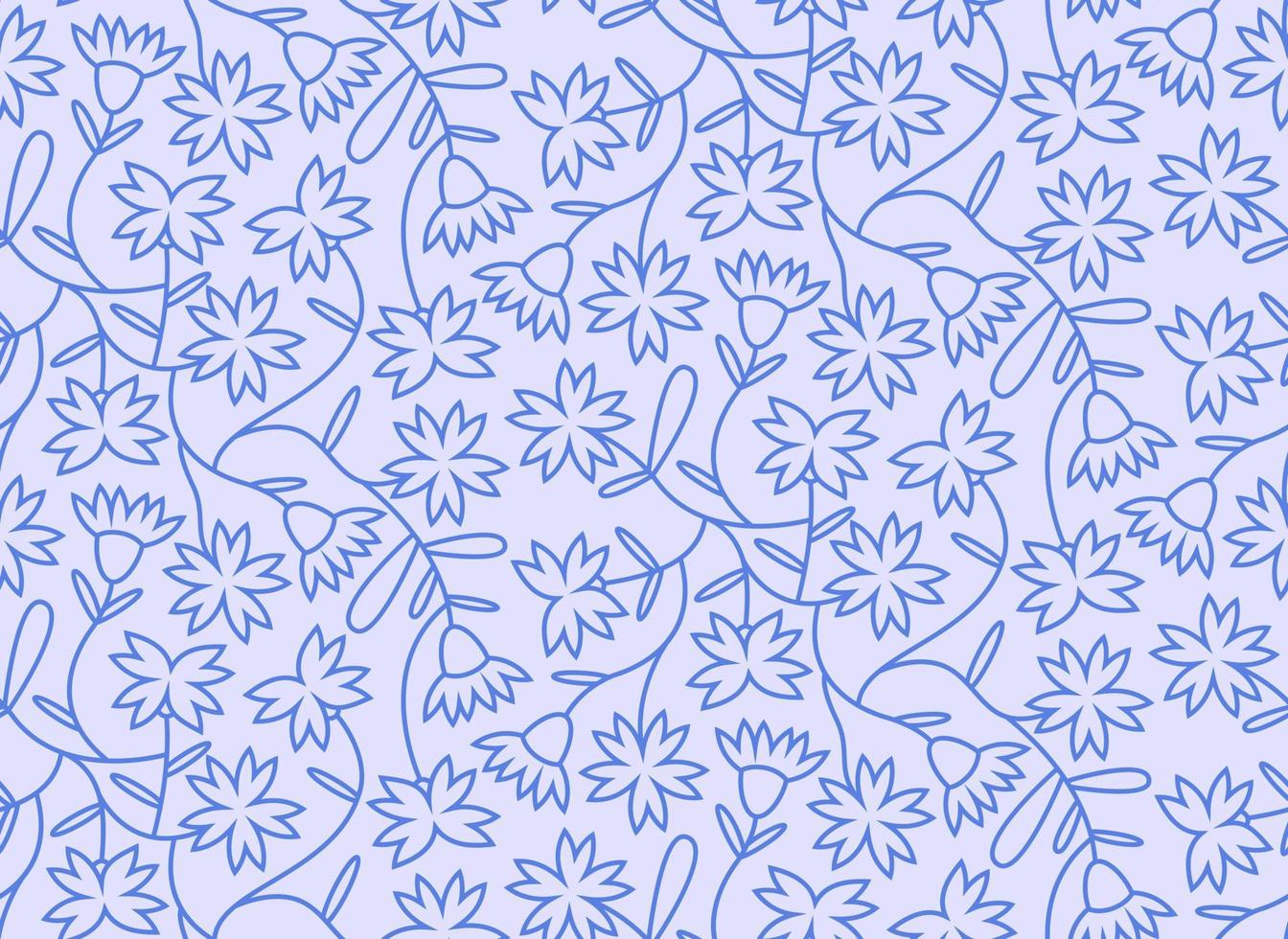 Seamless pattern with cornflowers. Nature texture in outline style. vector