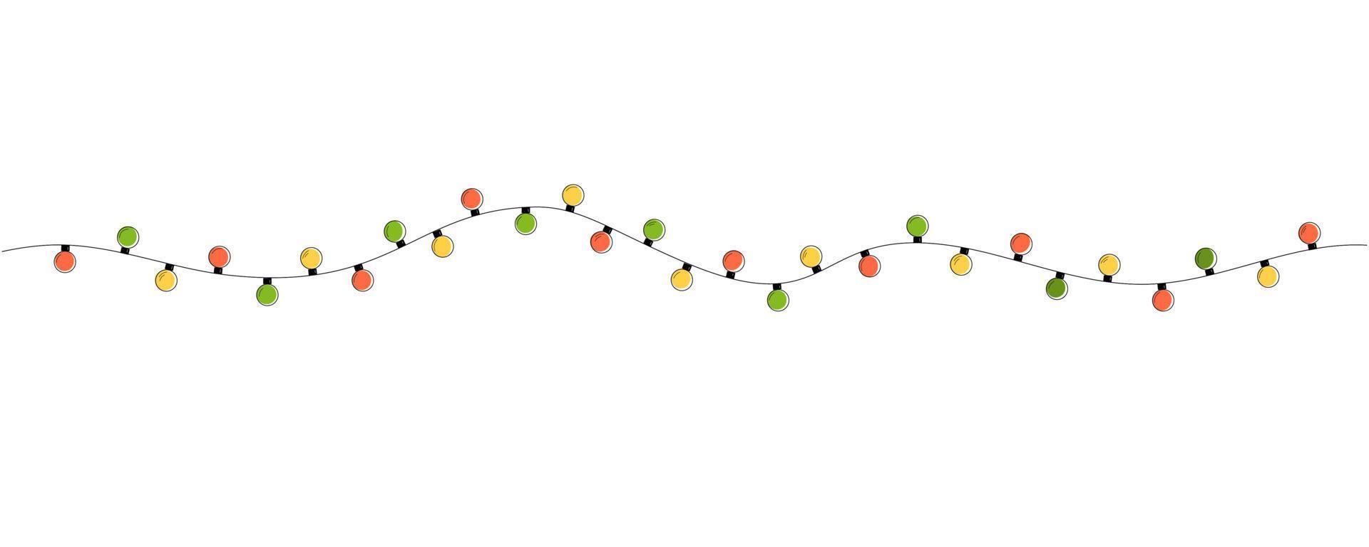 Cartoon colorful christmas lights. Christmas decorations isolated vector illustration