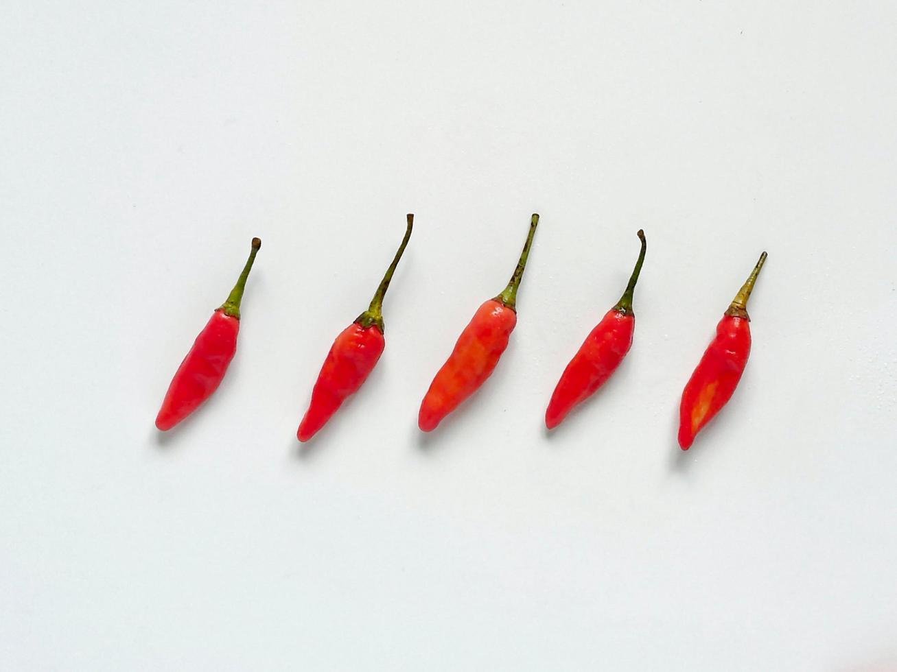 Indonesian local spicy red birds eye chilies photo