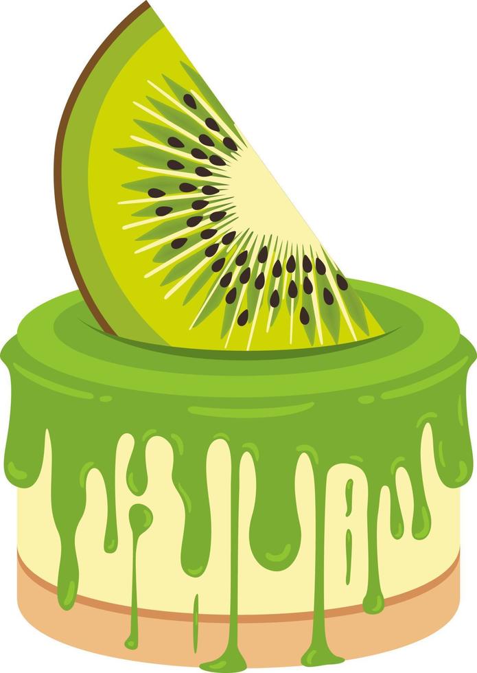 Delicious cake with fresh slice of kiwi vector