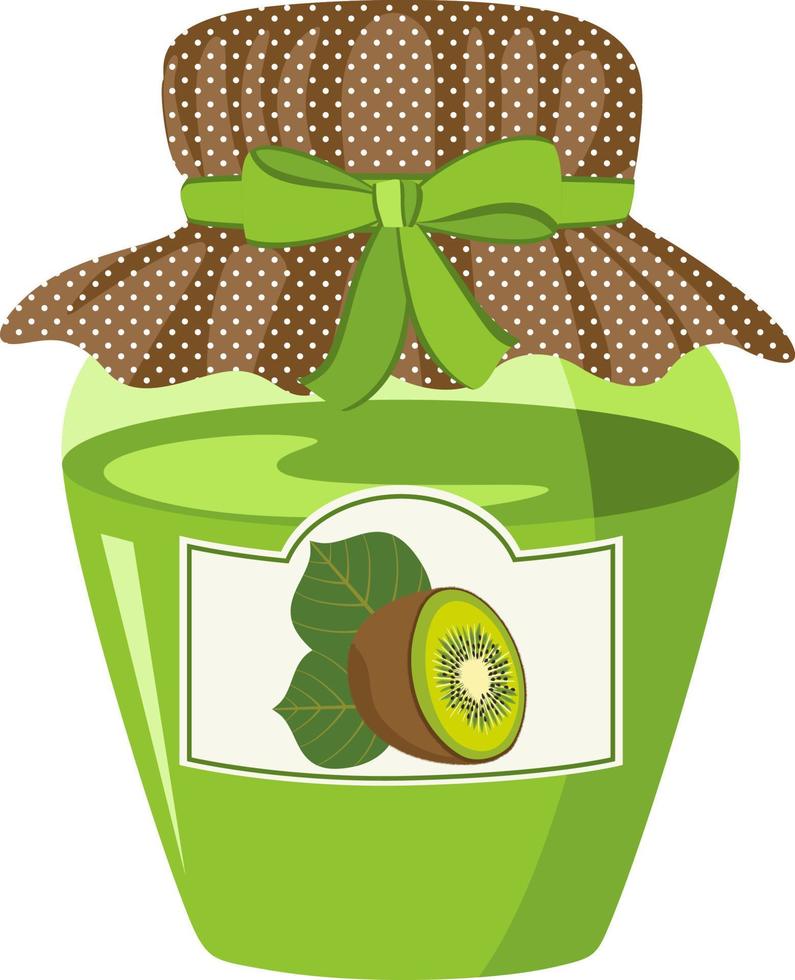 Glass jar with kiwi jam vector