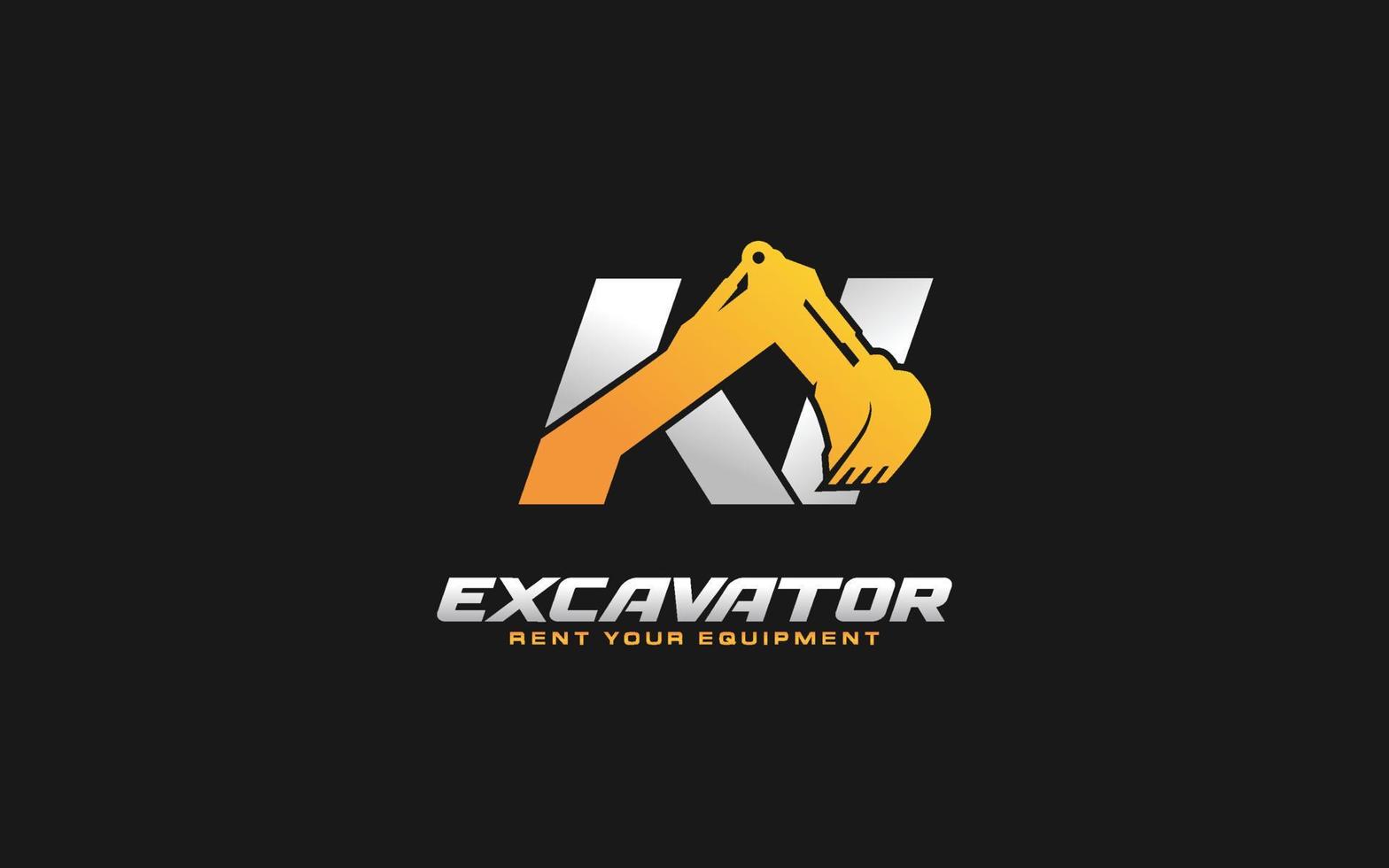 KI logo excavator for construction company. Heavy equipment template vector illustration for your brand.