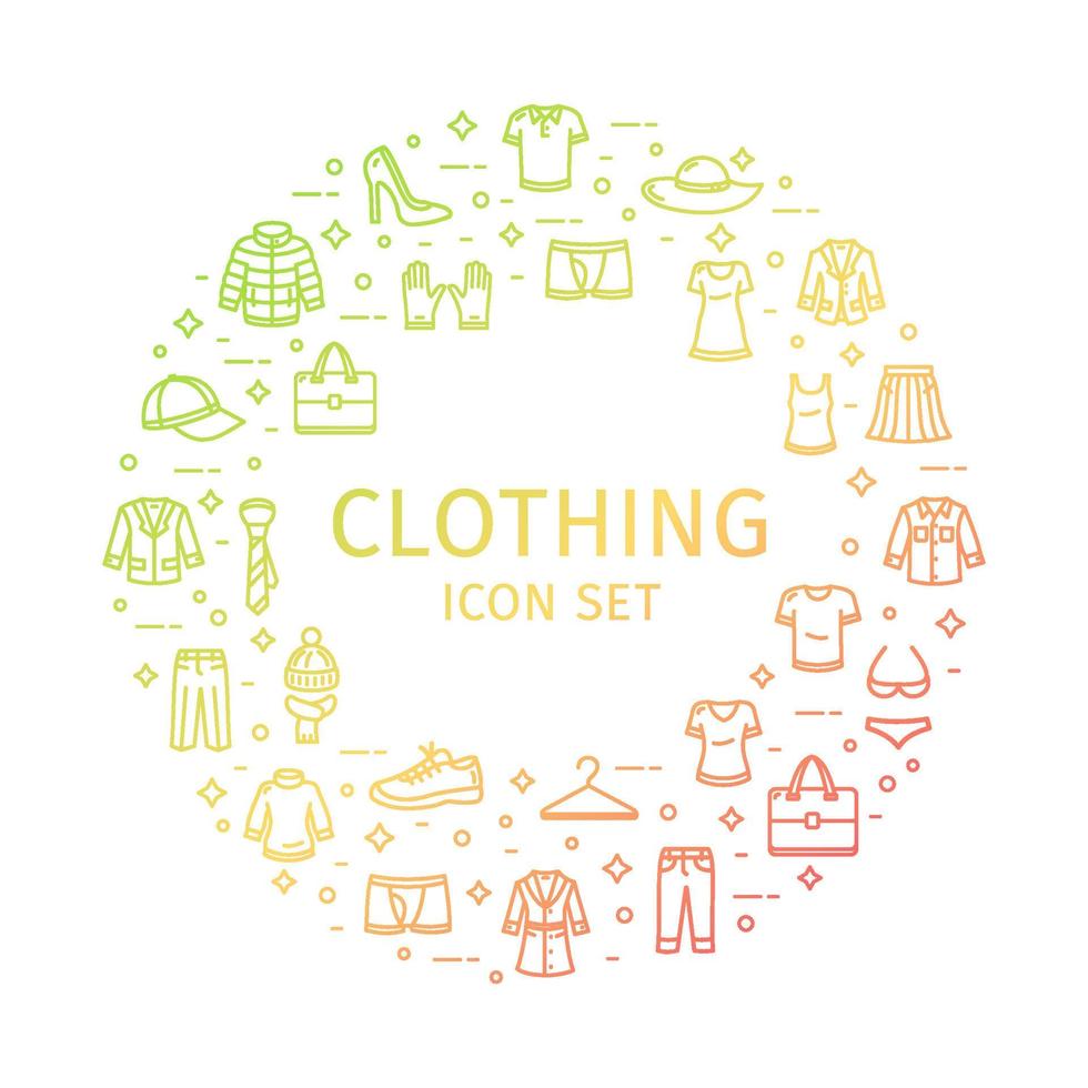 Clothing Round Design Template Thin Line Icon Concept. Vector