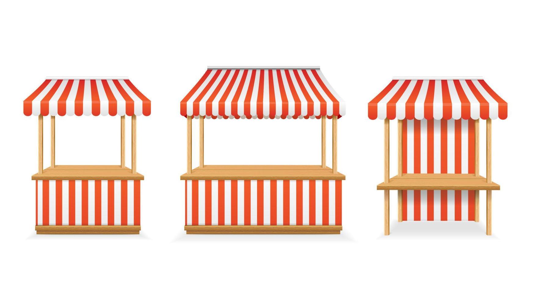 Realistic Detailed 3d Different Street Food Market Set. Vector