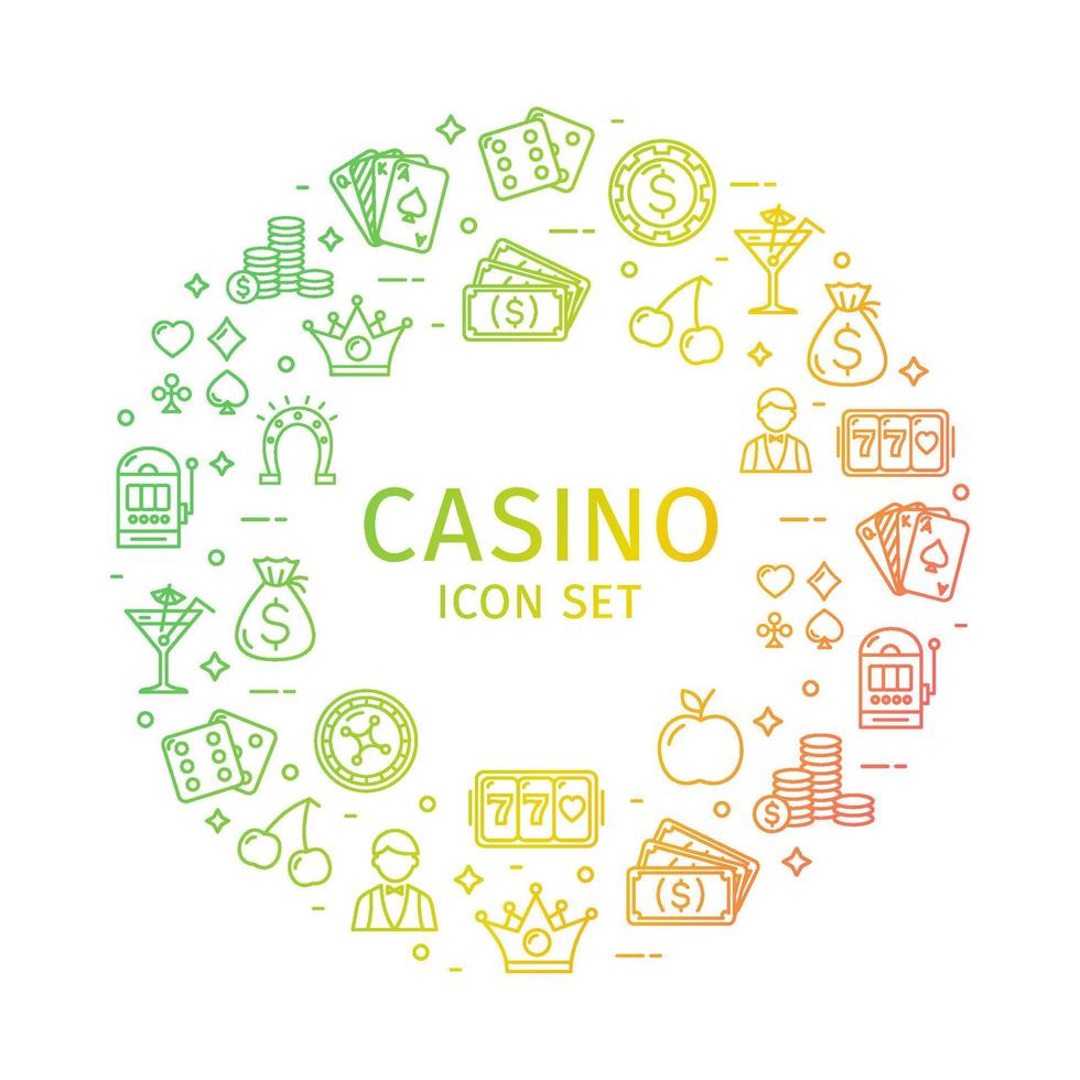 Casino Round Design Template Thin Line Icon Concept. Vector