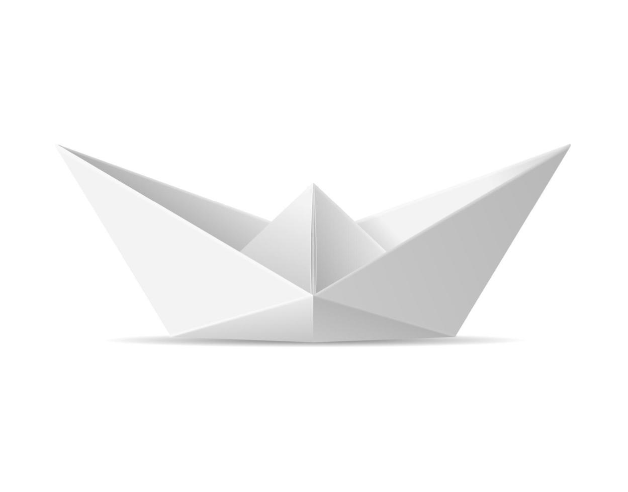 Realistic Detailed 3d White Paper Boat Template. Vector