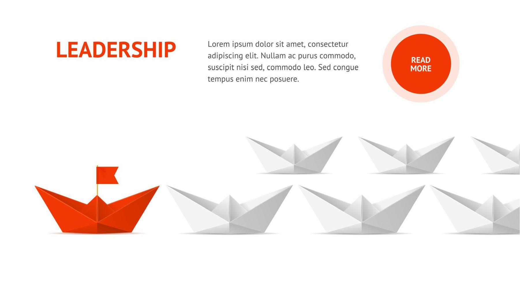 Paper Boat Leadership Concept Banner Card. Vector