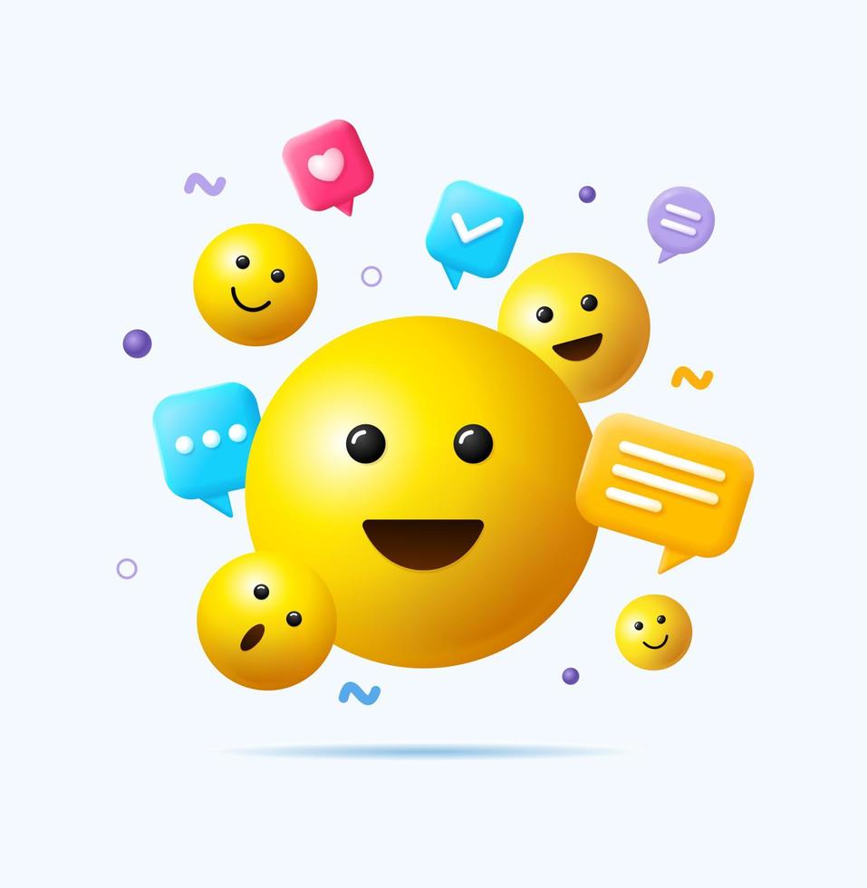 Realistic Detailed 3d Yellow Emoji Concept. Vector