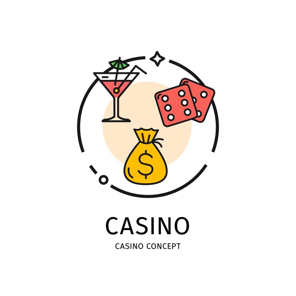 Casino Thin Line Icon Concept. Vector