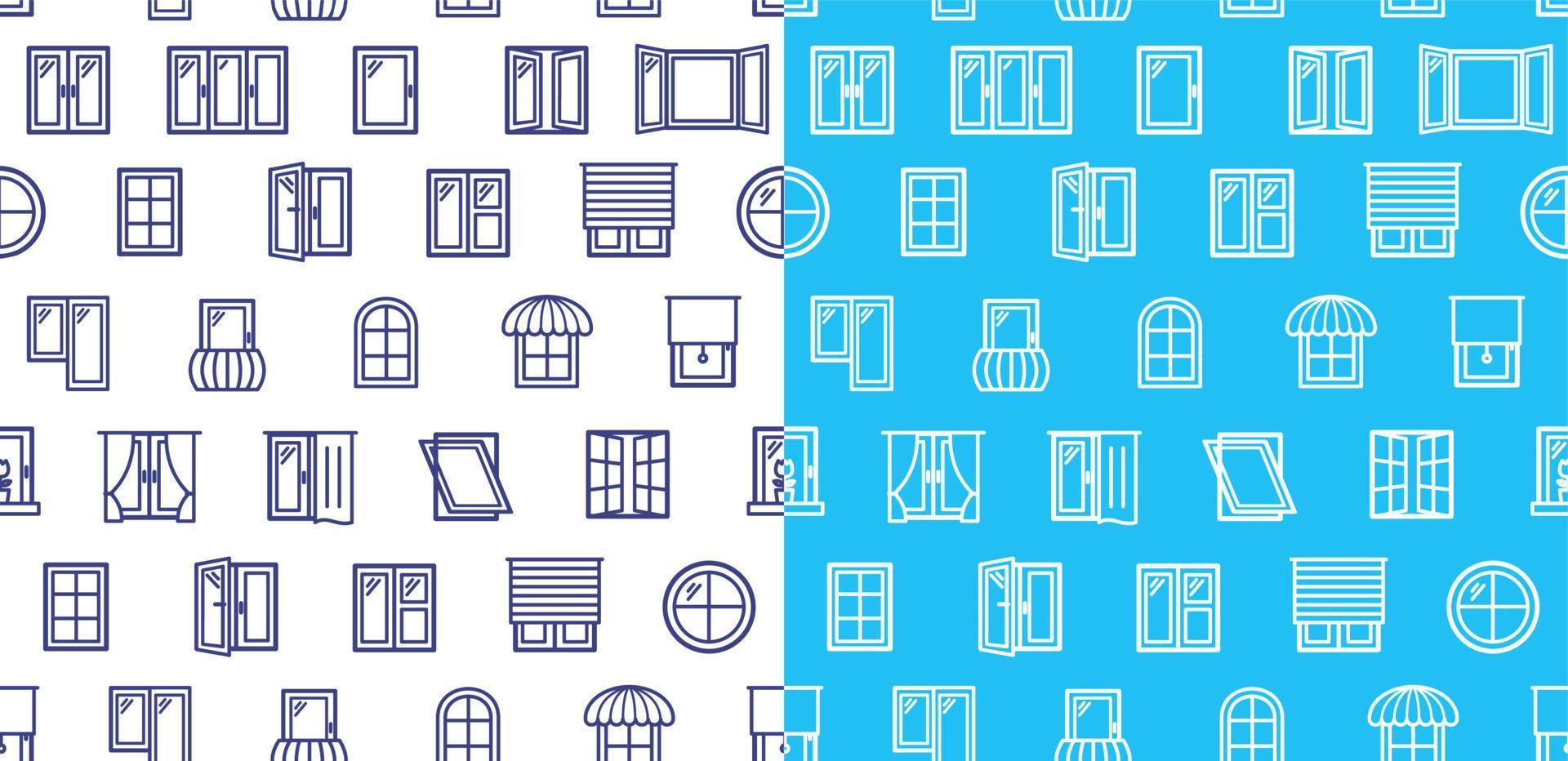 Windows Signs Seamless Pattern Background Set. Vector
