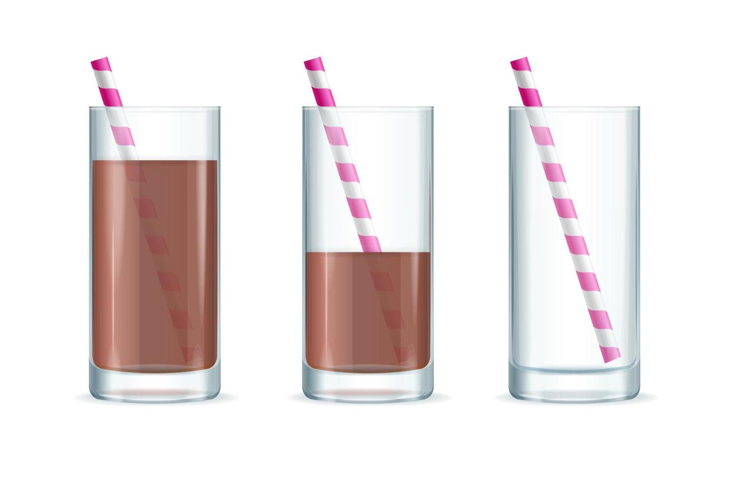 Realistic Detailed 3d Chocolate Cocktail Glass Set. Vector