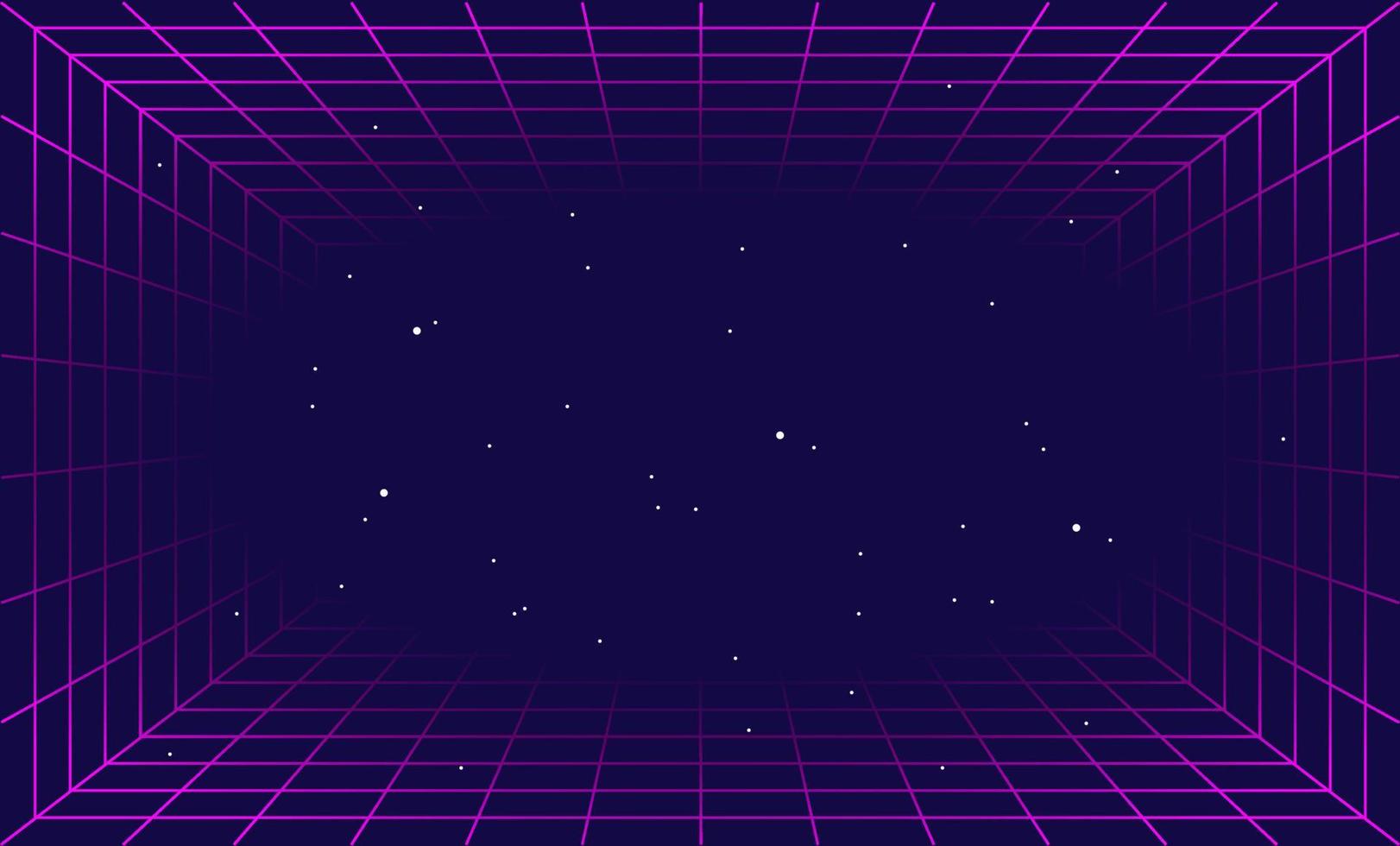 Retro Futuristic Grid Hi-Tech Neon Background. Vector