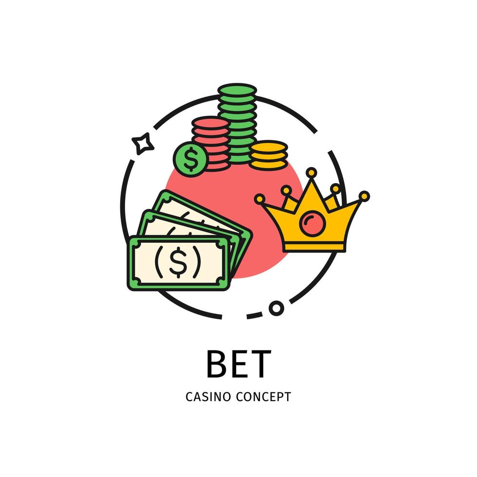 concepto de icono de línea delgada de apuesta de casino. vector