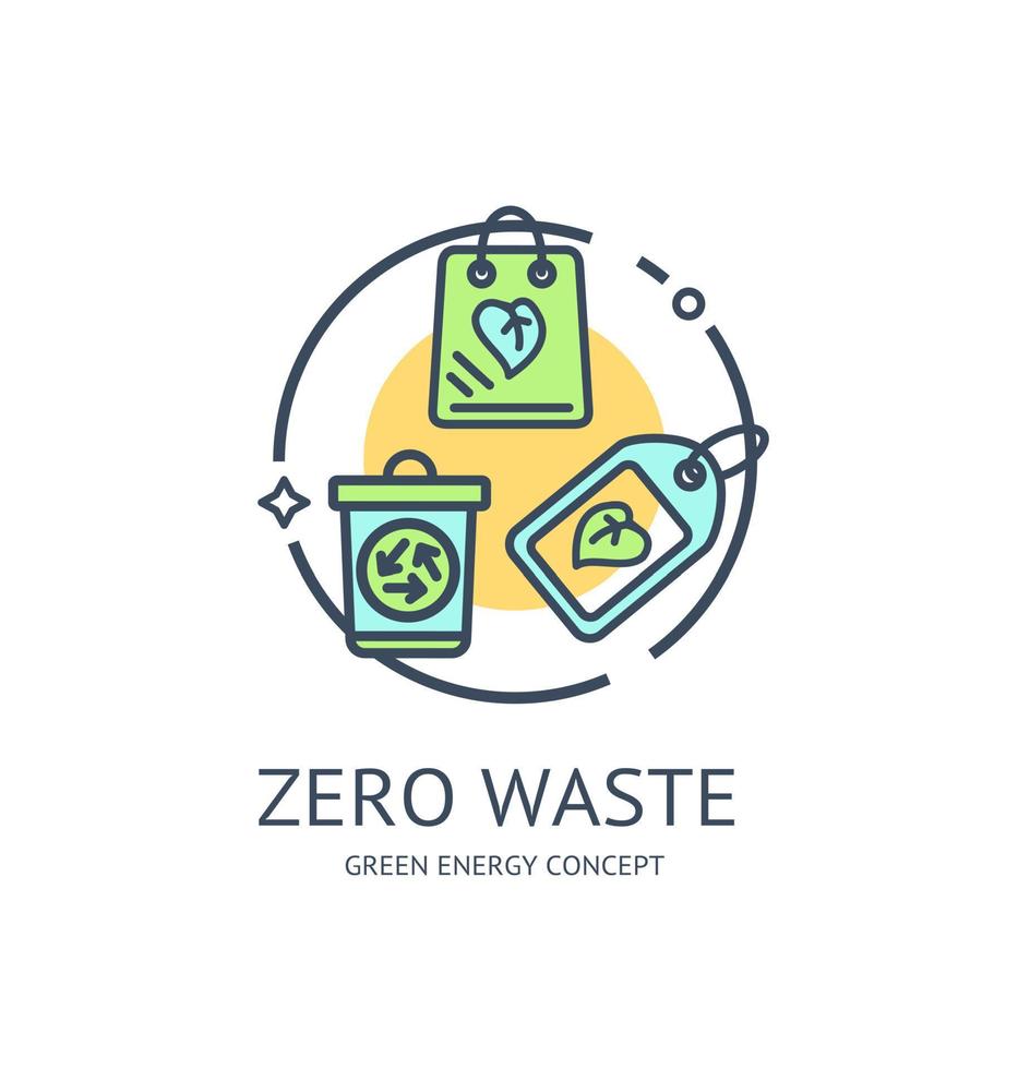 Green Energy Thin Line Icon Concept. Vector