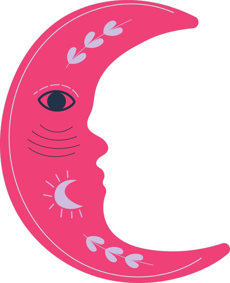 Magenta crescent moon illustration vector