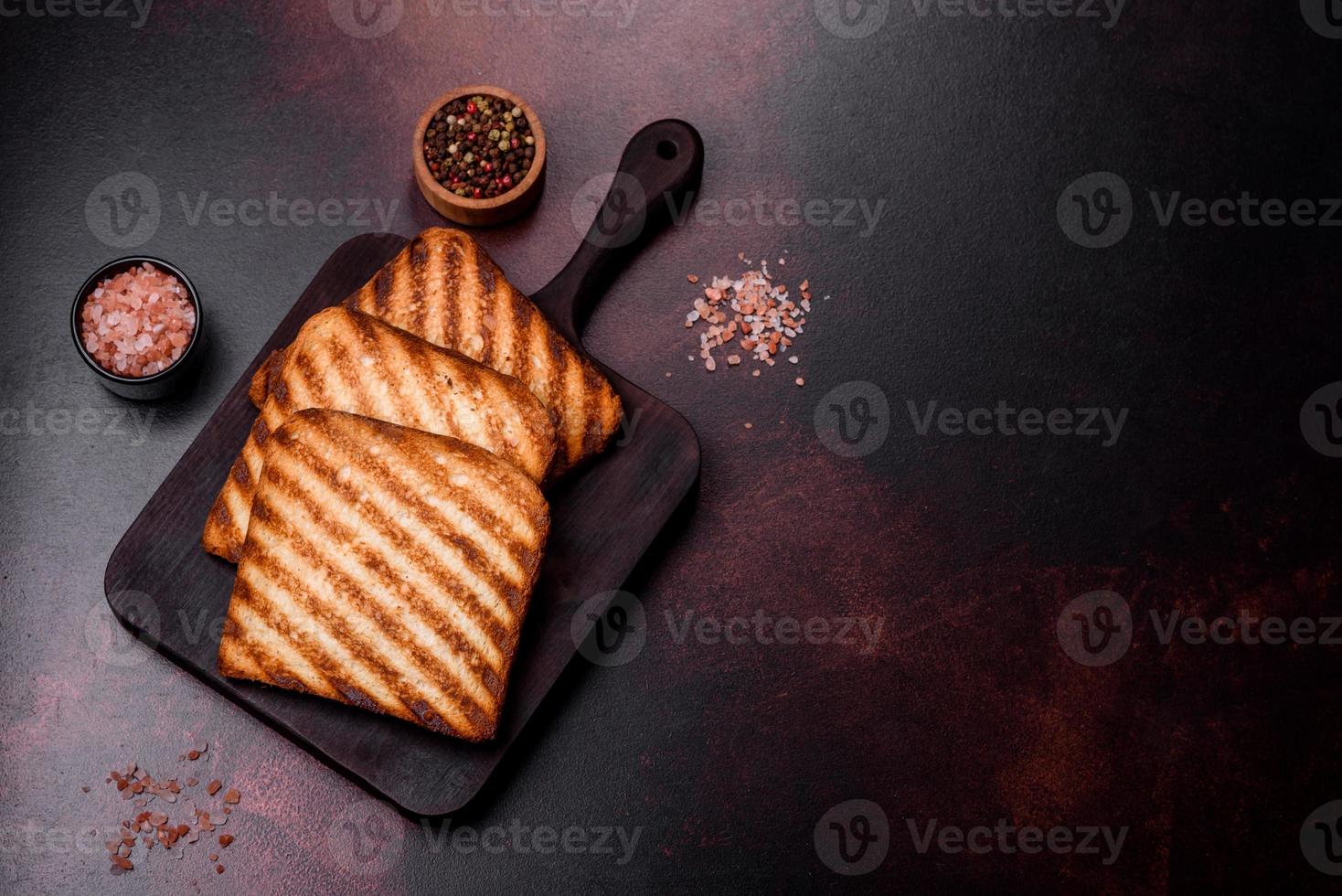 Tasty fresh crispy bread slices in the form of grilled toast photo