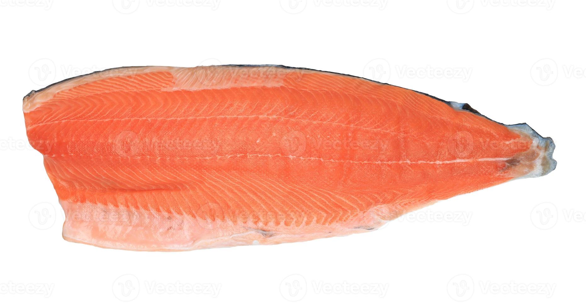 Raw salmon fillet isolated on white background photo