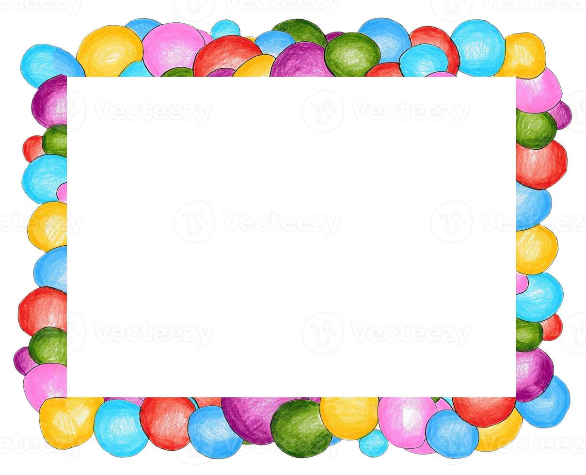 White paper decorated with various pastel colored around the frame. photo