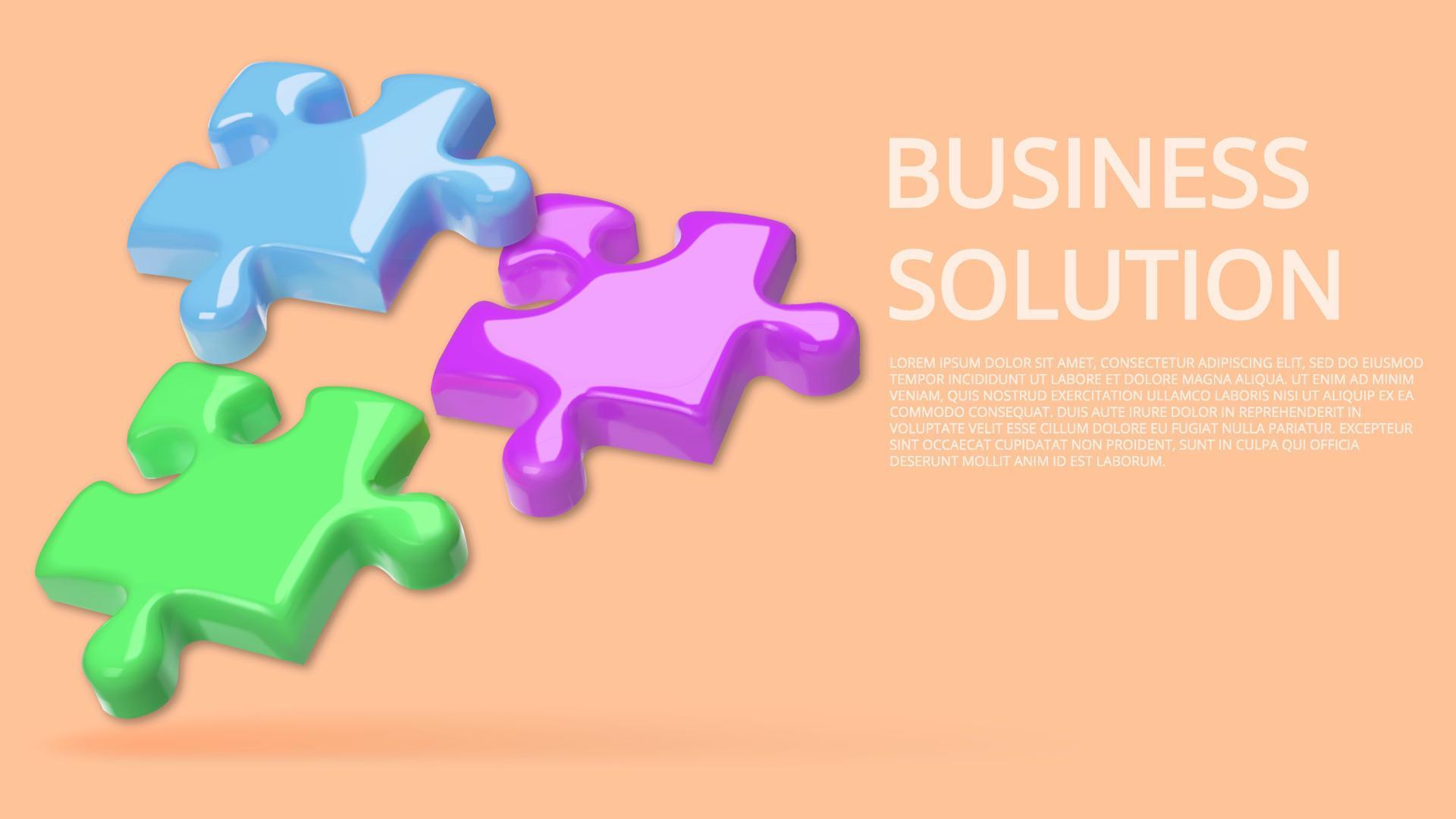 Business concept. Connecting 3d puzzles. Realistic vector illustration ...