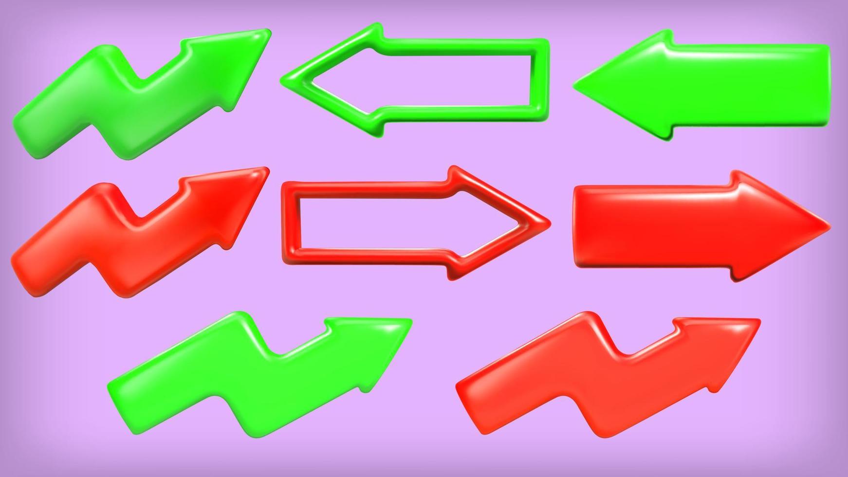 Vector render. Realistic arrow set. 3d icons.