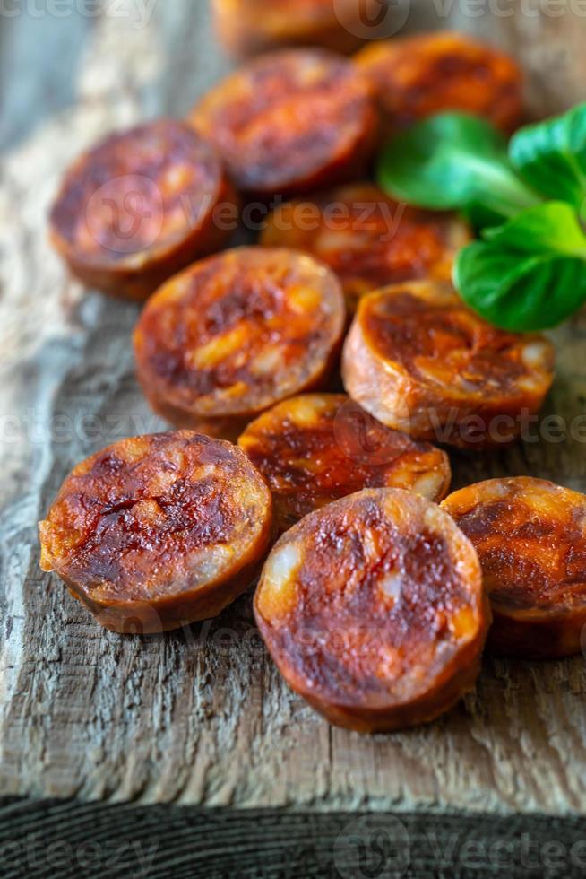 Slices of with spanish chorizo photo