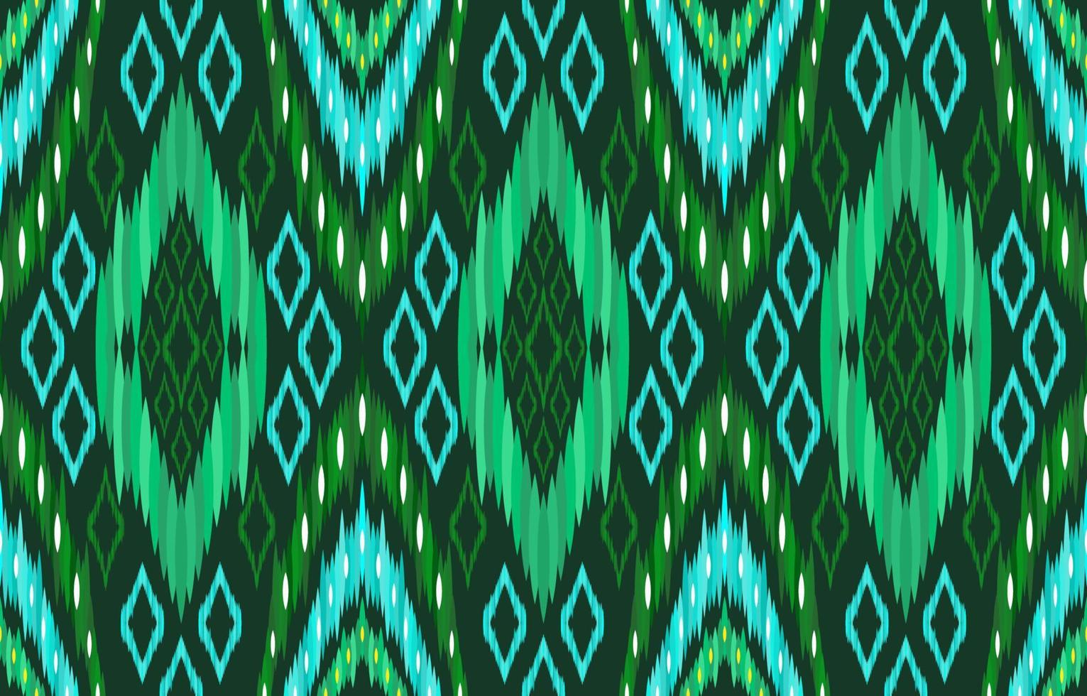 Green ikat patterns. Geometric tribal vintage retro style. Ethnic fabric ikat seamless pattern. Indian navajo aztec ikat print vector illustration. Design for backdrop texture fabric clothing textile.