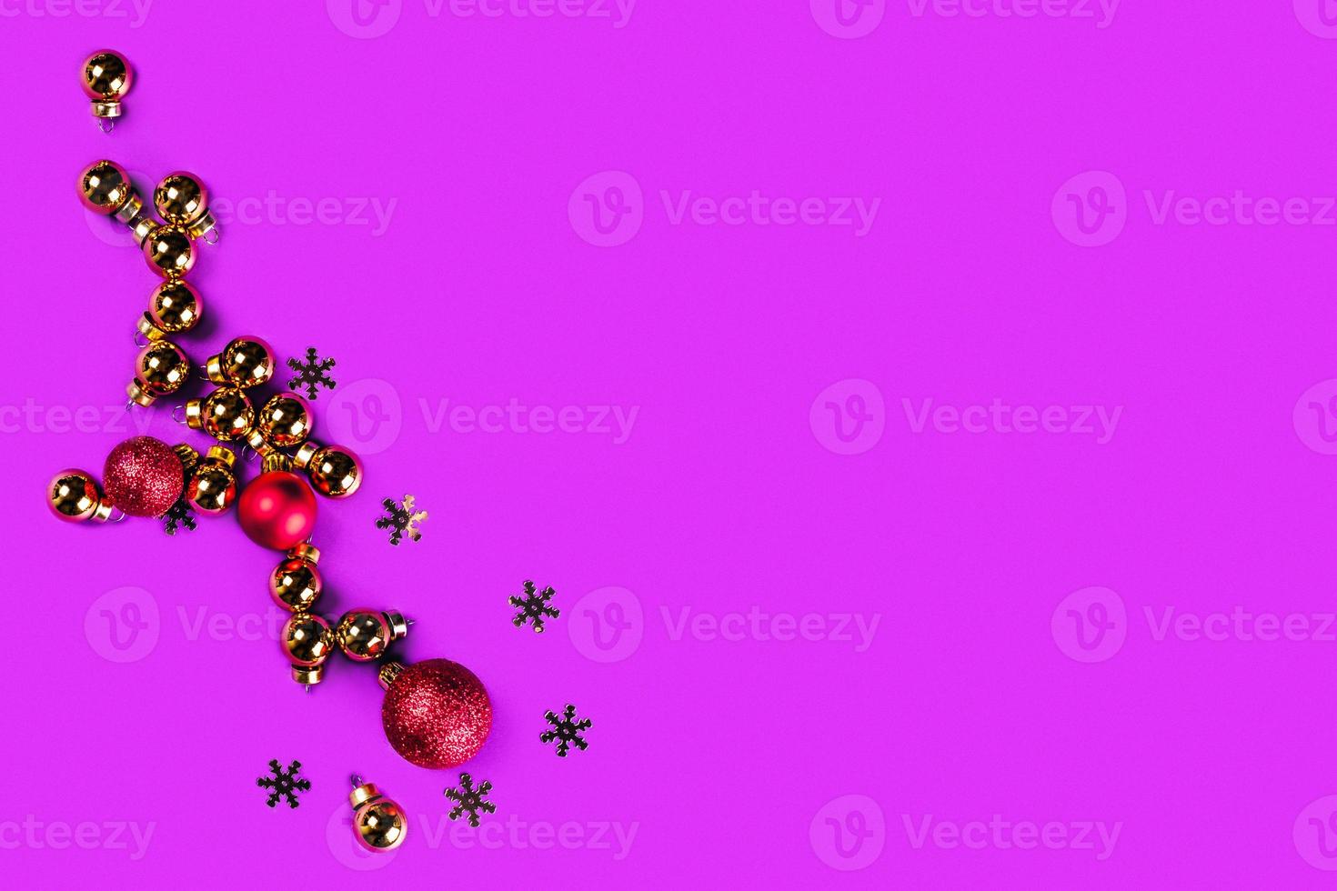 Purple background with christmas balls. photo