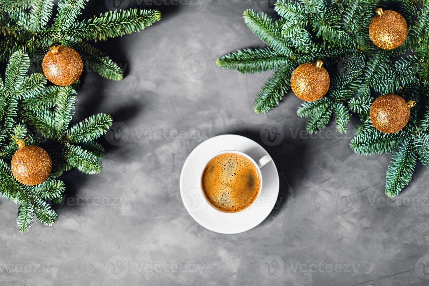 Morning coffee composition. Christmas picture. photo