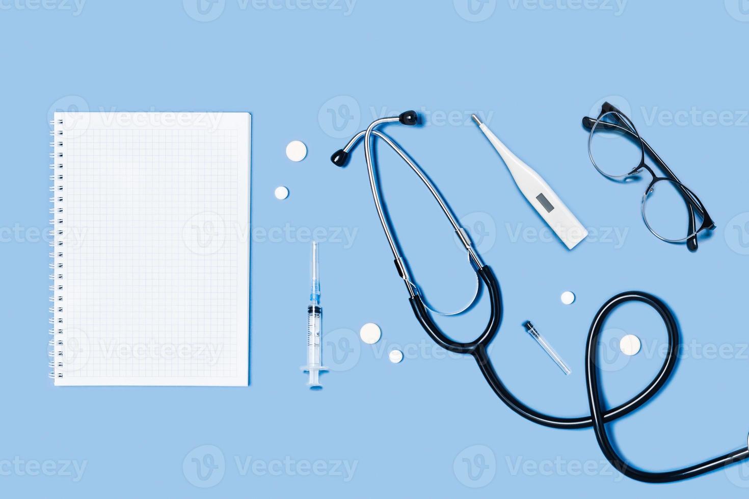 Medicine backdrop with special equipment. photo