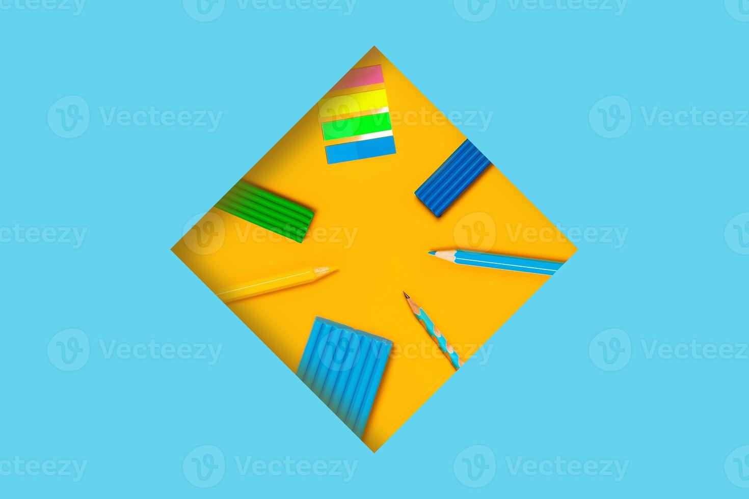 Color background with art materials. photo